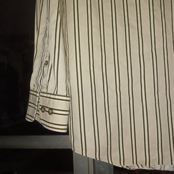 Towncraft Men's Button Up Shirt Medium Brown & Tan Stripes - Picture 4 of 5